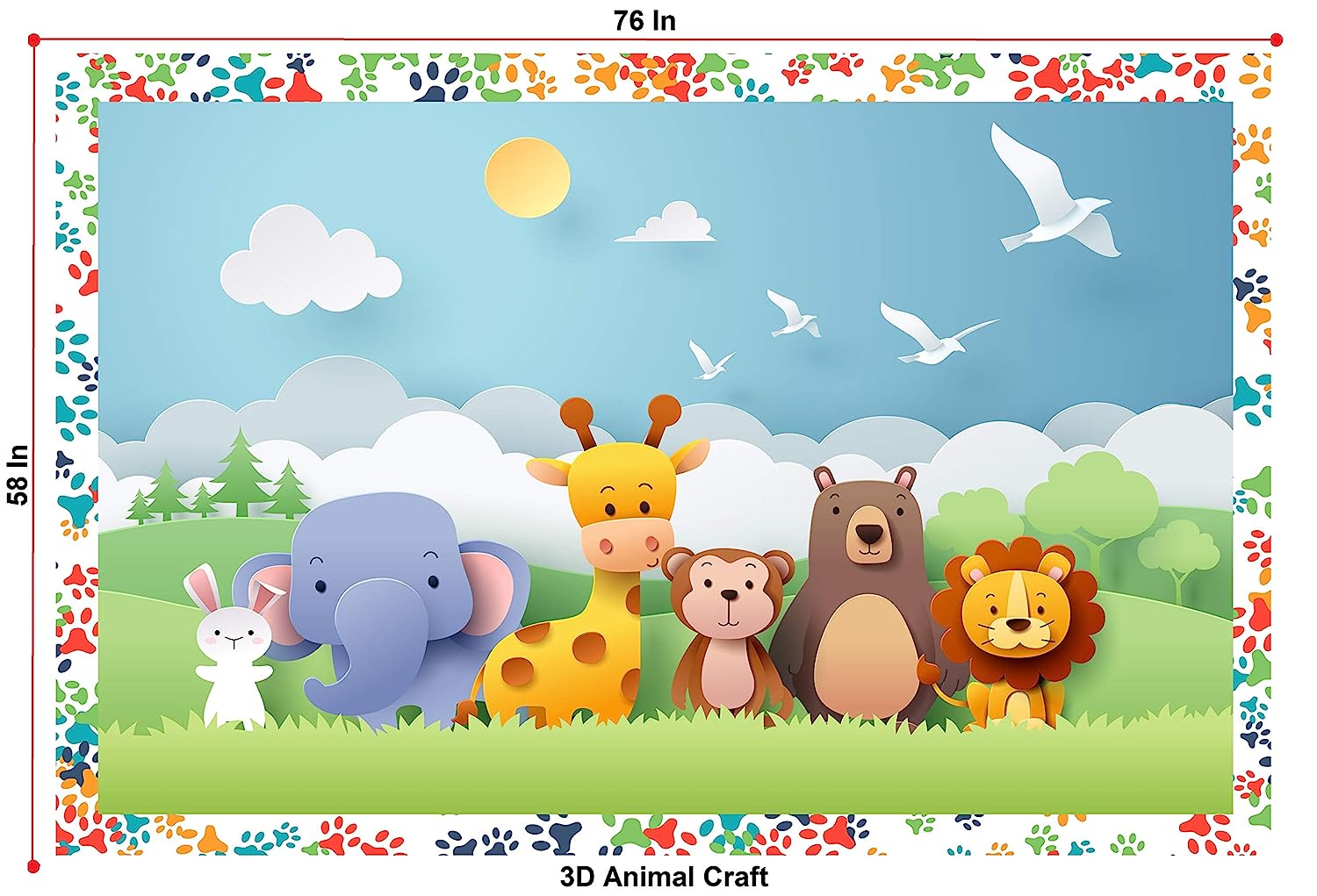 Moiré Baby 3D Paper Craft Animal Learning Baby Play Mat Extra Large 76 in. x 58 Padded ABC Crawling Carpet for Babies 3D Paper Craft Animal - Image 6